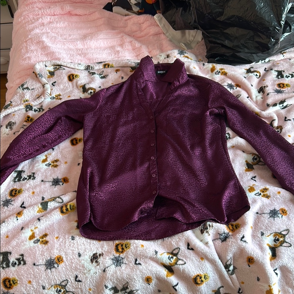 Purple Button-Up Blouse
